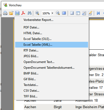 Druckreport Export