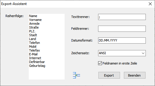 Export Assistent