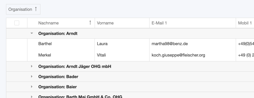 Datensätze gruppieren