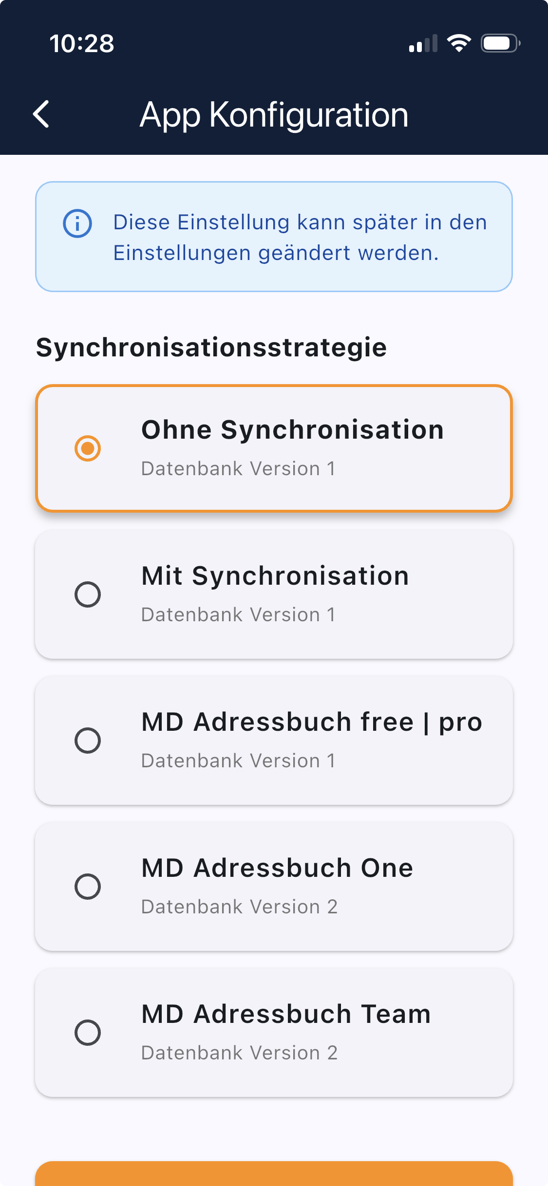 MD Adressbuch mobil - Konfiguration